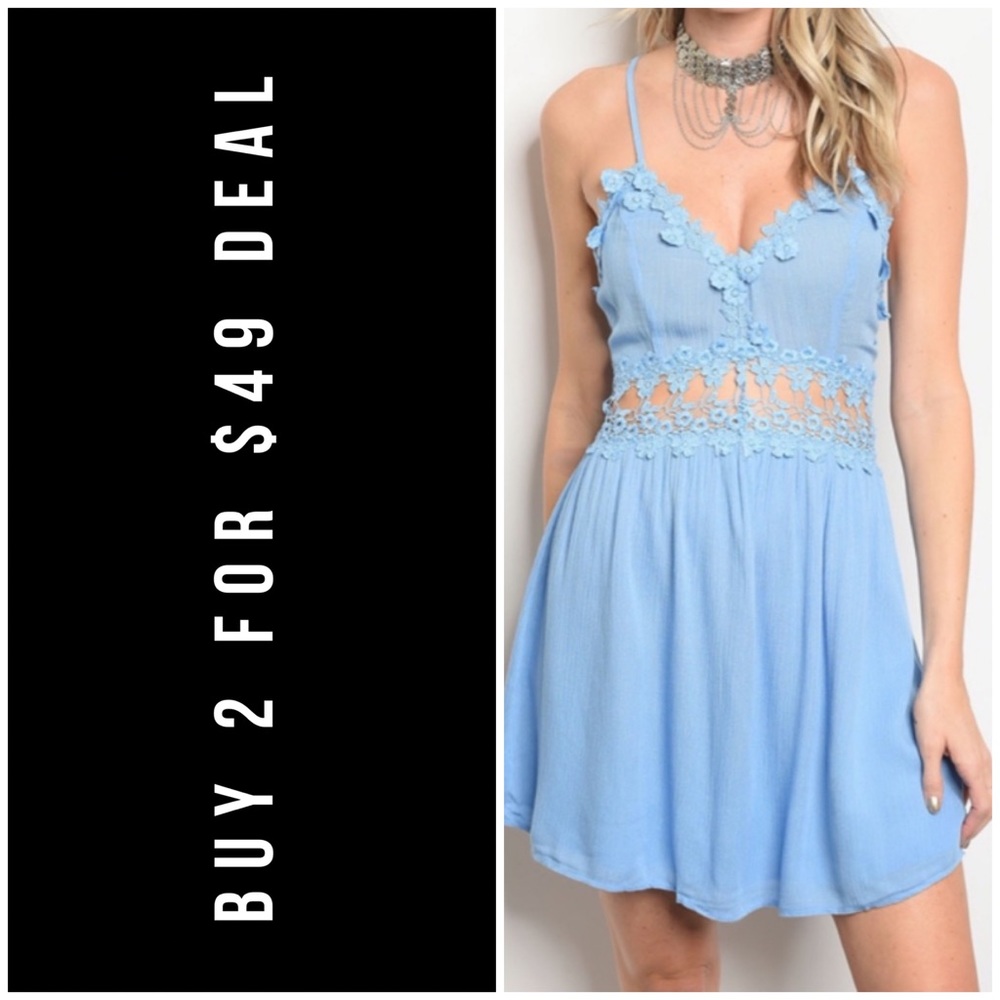 LAST1️⃣//LIGHT BLUE FLIRTY LACE DRESS